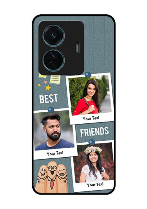 iQOO Z6 Pro 5G Personalized Glass Phone Case - Sticky Frames and Friendship Design