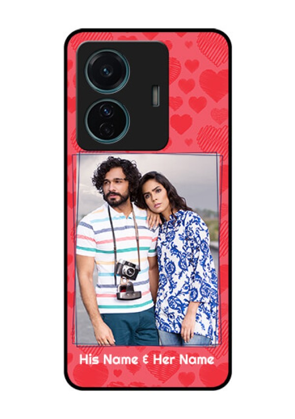 iQOO Z6 Pro 5G Photo Printing on Glass Case - with Red Heart Symbols Design