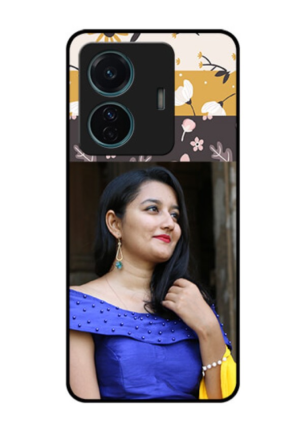 iQOO Z6 Pro 5G Custom Glass Phone Case - Stylish Floral Design