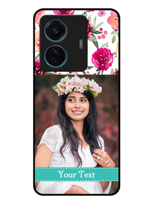 Custom iQOO Z6 Pro 5G Custom Glass Phone Case - Watercolor Floral Design