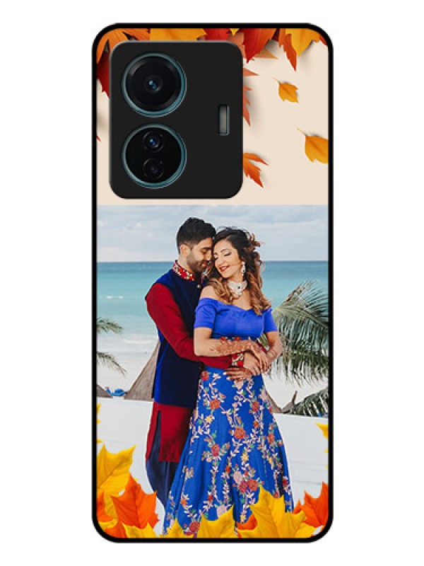 Custom iQOO Z6 Pro 5G Photo Printing on Glass Case - Autumn Maple Leaves Design