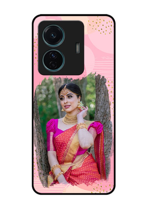 iQOO Z6 Pro 5G Personalized Glass Phone Case - Gold Glitter Splash Design