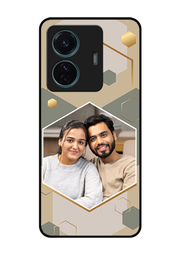 iQOO Z6 Pro 5G Photo Printing on Glass Case - Stylish Hexagon Pattern Design