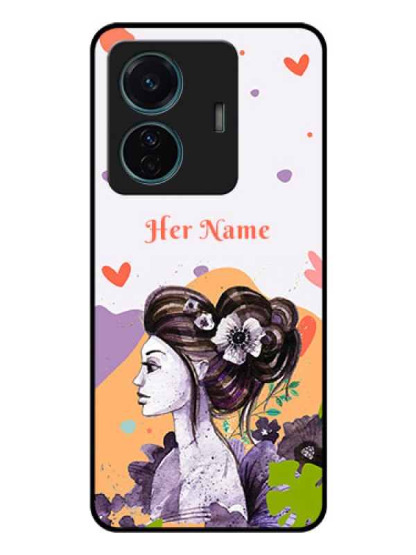 Custom iQOO Z6 Pro 5G Personalized Glass Phone Case - Woman And Nature Design