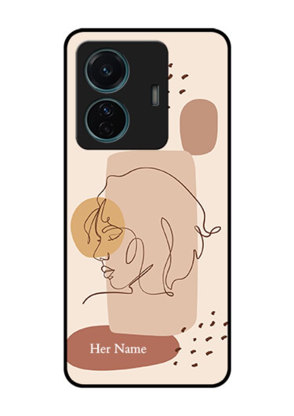 iQOO Z6 Pro 5G Photo Printing on Glass Case - Calm Woman line art Design