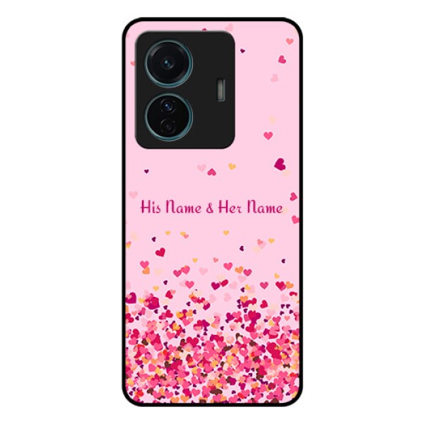 iQOO Z6 Pro 5G Photo Printing on Glass Case - Floating Hearts Design