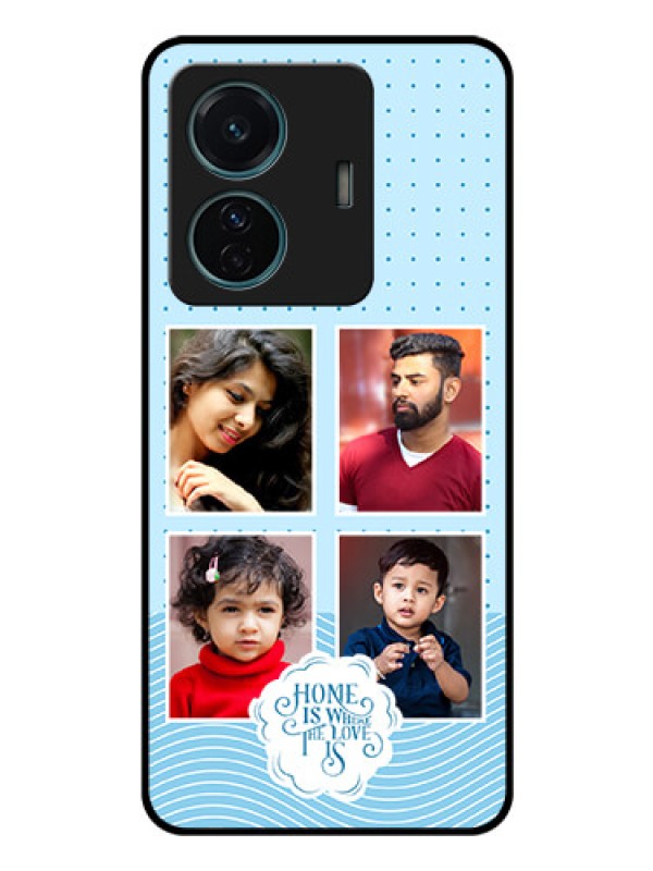 Custom iQOO Z6 Pro 5G Custom Glass Phone Case - Cute love quote with 4 pic upload Design