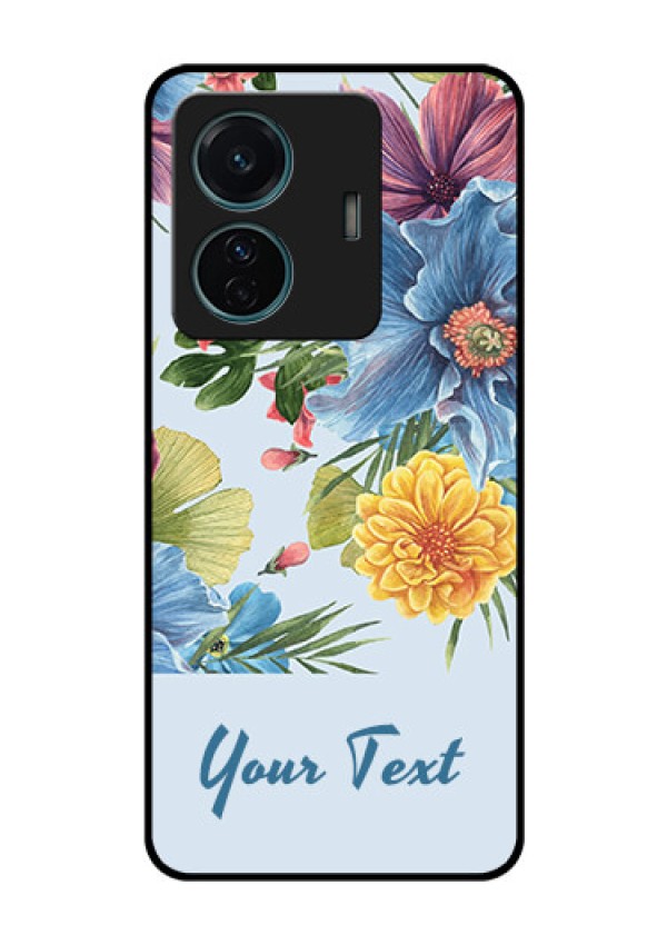 iQOO Z6 Pro 5G Custom Glass Mobile Case - Stunning Watercolored Flowers Painting Design