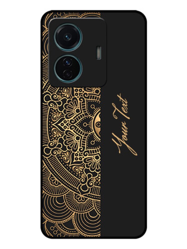 Custom iQOO Z6 Pro 5G Photo Printing on Glass Case - Mandala art with custom text Design
