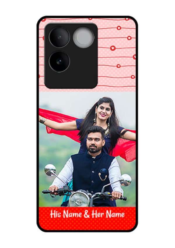 iQOO Z7 Pro 5G Custom Glass Phone Case - Red Pattern Case Design