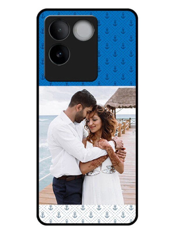 Custom iQOO Z7 Pro 5G Custom Glass Phone Case - Blue Anchors Design