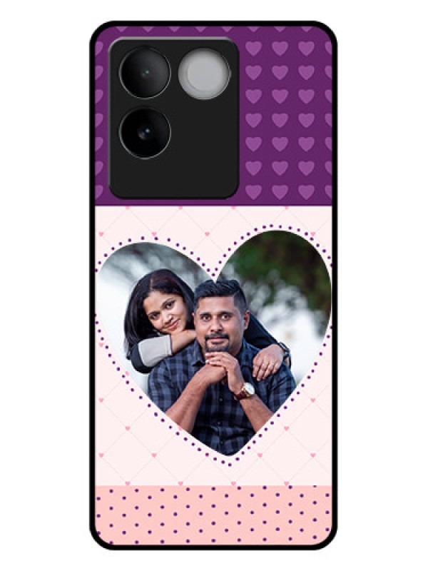 Custom iQOO Z7 Pro 5G Custom Glass Phone Case - Violet Love Dots Design