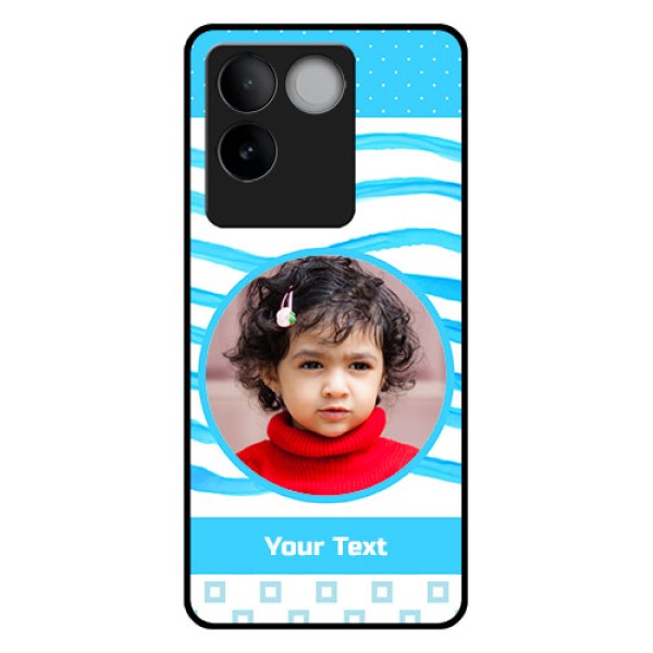 iQOO Z7 Pro 5G Custom Glass Phone Case - Simple Blue Case Design