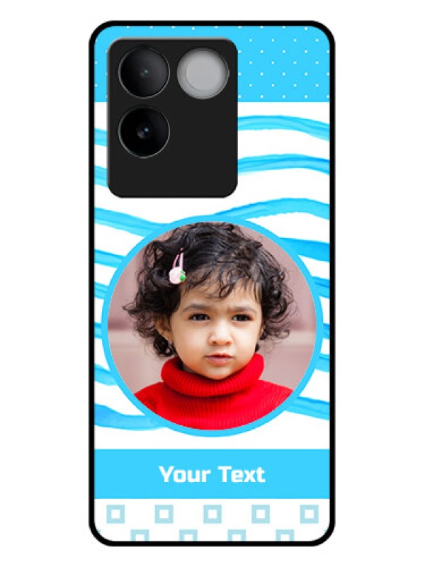 Custom iQOO Z7 Pro 5G Custom Glass Phone Case - Simple Blue Case Design