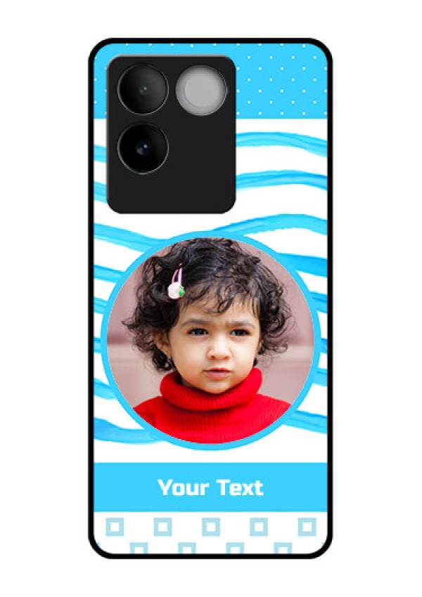 iQOO Z7 Pro 5G Custom Glass Phone Case - Simple Blue Case Design