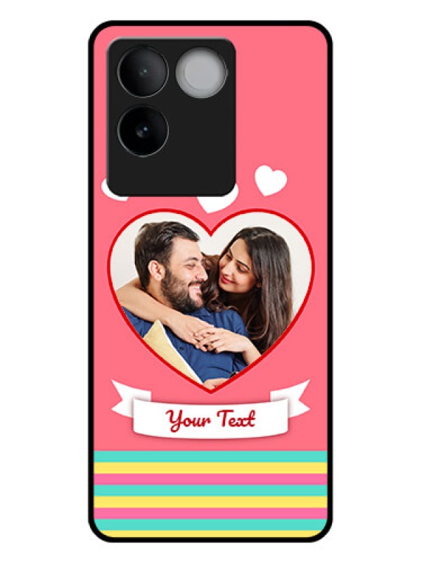 Custom iQOO Z7 Pro 5G Custom Glass Phone Case - Love Shapes Doodle Design