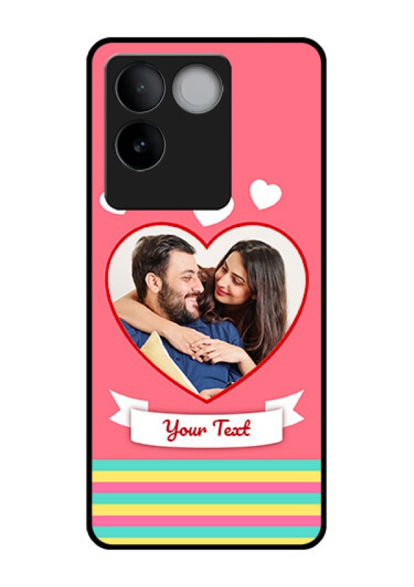 iQOO Z7 Pro 5G Custom Glass Phone Case - Love Shapes Doodle Design