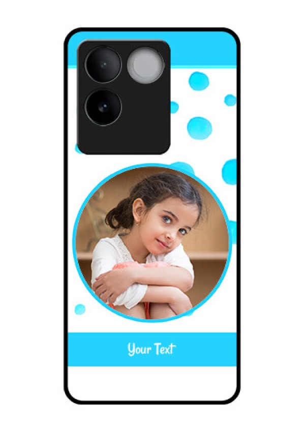 iQOO Z7 Pro 5G Custom Glass Phone Case - Blue Bubbles Pattern Design
