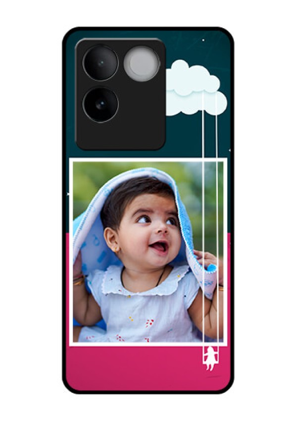 iQOO Z7 Pro 5G Custom Glass Phone Case - Cute Girl With Cloud Design