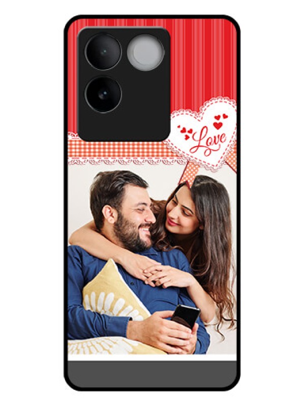 Custom iQOO Z7 Pro 5G Custom Glass Phone Case - Red Love Pattern Design