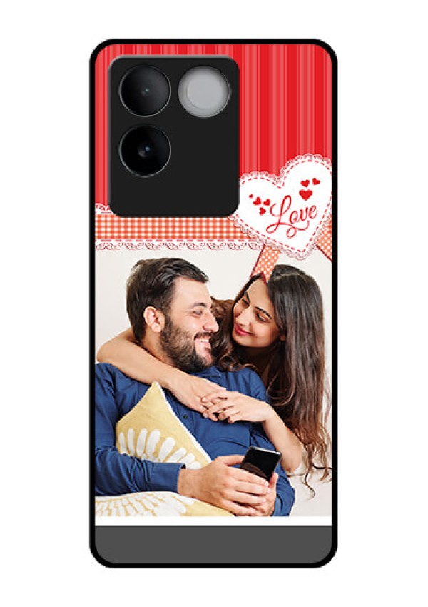 iQOO Z7 Pro 5G Custom Glass Phone Case - Red Love Pattern Design