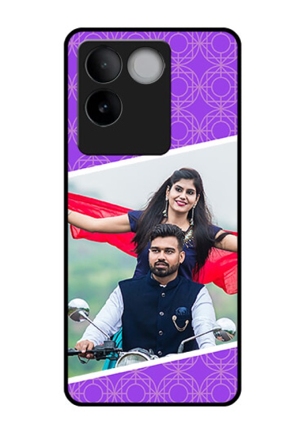 iQOO Z7 Pro 5G Custom Glass Phone Case - Violet Color Pattern Design
