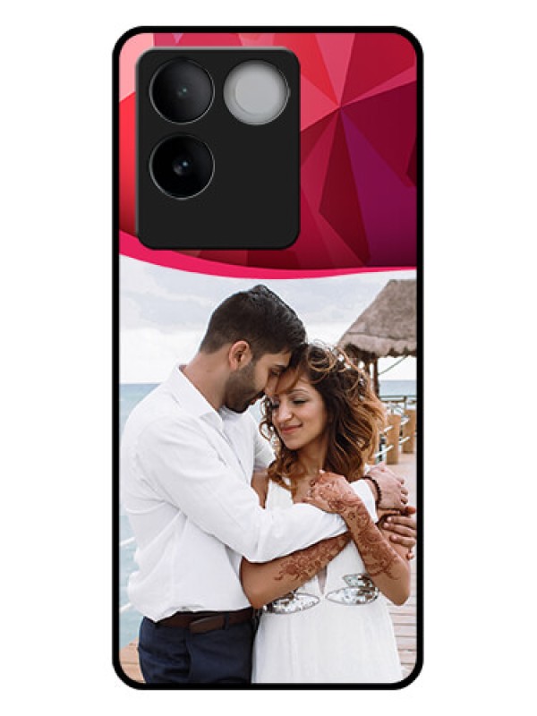 Custom iQOO Z7 Pro 5G Custom Glass Phone Case - Red Abstract Design