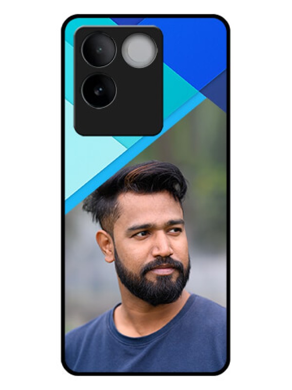 Custom iQOO Z7 Pro 5G Custom Glass Phone Case - Blue Pattern Design