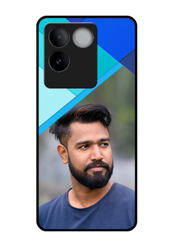 iQOO Z7 Pro 5G Custom Glass Phone Case - Blue Pattern Design