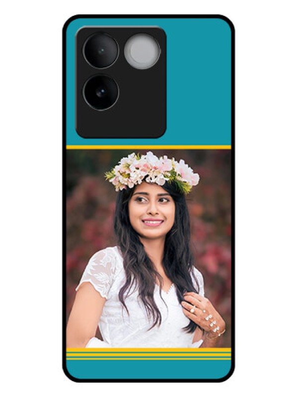 Custom iQOO Z7 Pro 5G Custom Glass Phone Case - Yellow & Blue Design