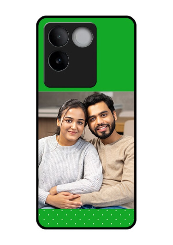 iQOO Z7 Pro 5G Custom Glass Phone Case - Green Pattern Design