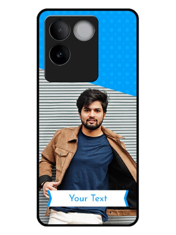 Custom iQOO Z7 Pro 5G Custom Glass Phone Case - Simple Blue Color Design