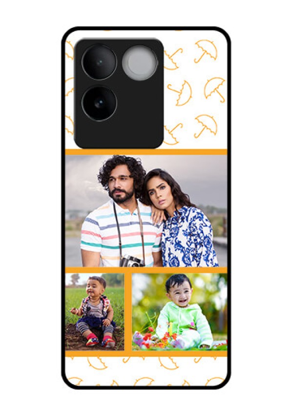 iQOO Z7 Pro 5G Custom Glass Phone Case - Yellow Pattern Design