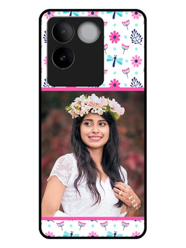 Custom iQOO Z7 Pro 5G Custom Glass Phone Case - Colorful Flower Design