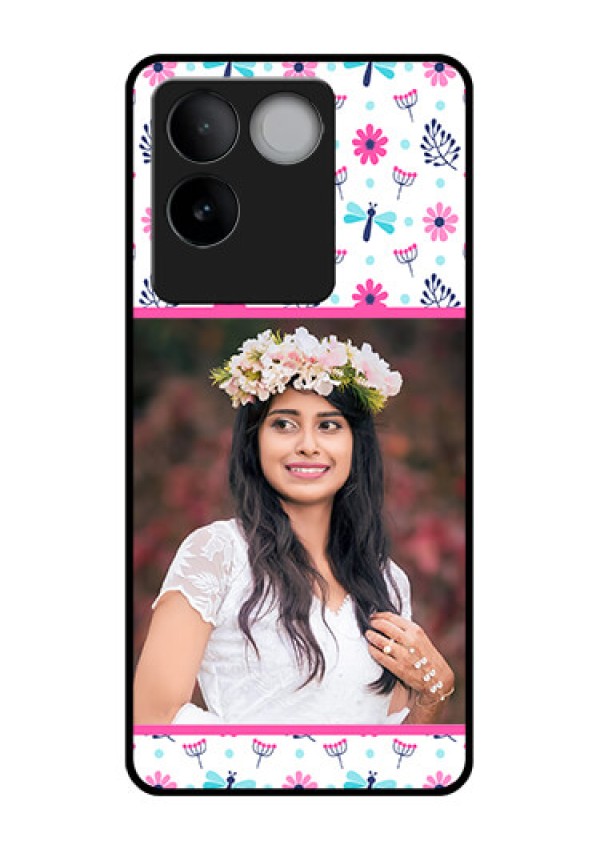 iQOO Z7 Pro 5G Custom Glass Phone Case - Colorful Flower Design