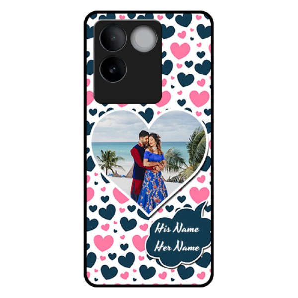 iQOO Z7 Pro 5G Custom Glass Phone Case - Pink & Blue Heart Design iQOO Z7 Pro 5G Custom Glass Phone Case - Pink & Blue Heart Design