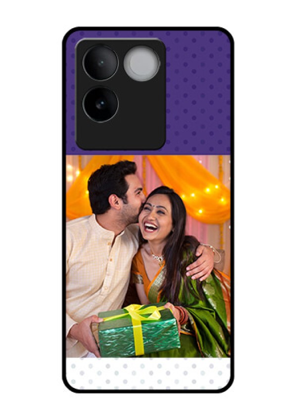 iQOO Z7 Pro 5G Custom Glass Phone Case - Violet Colored Pattern Design