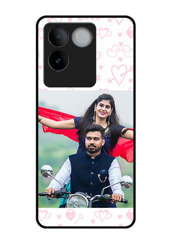 iQOO Z7 Pro 5G Custom Glass Phone Case - Pink Flying Heart Design