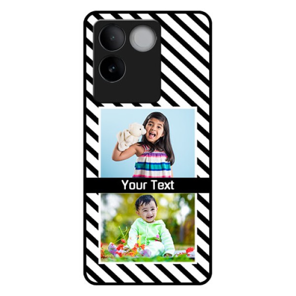 iQOO Z7 Pro 5G Custom Glass Phone Case - Black And White Stripes Design