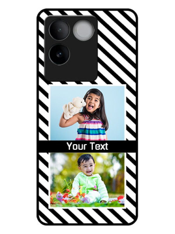 Custom iQOO Z7 Pro 5G Custom Glass Phone Case - Black And White Stripes Design