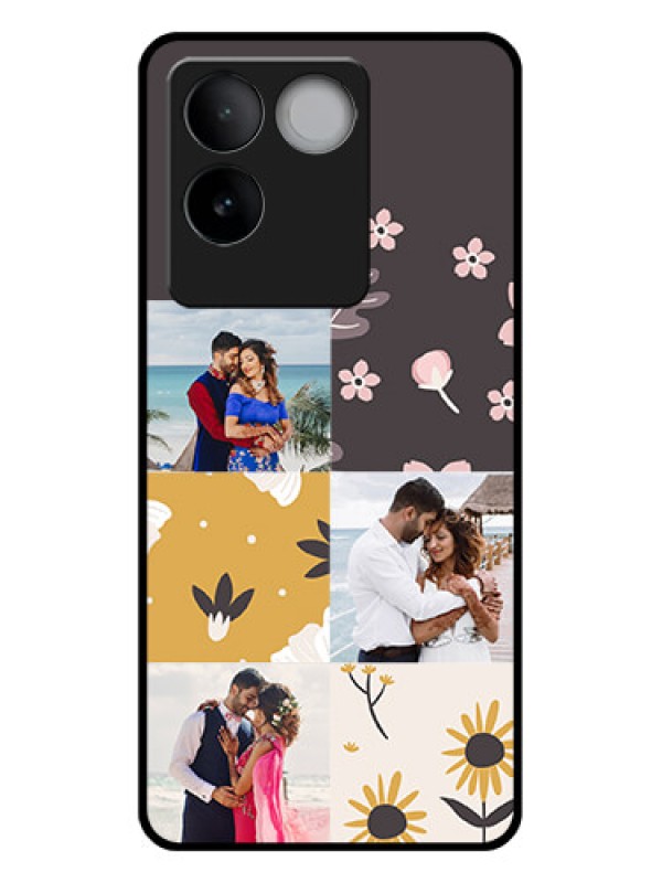 Custom iQOO Z7 Pro 5G Custom Glass Phone Case - 3 Images With Floral Design
