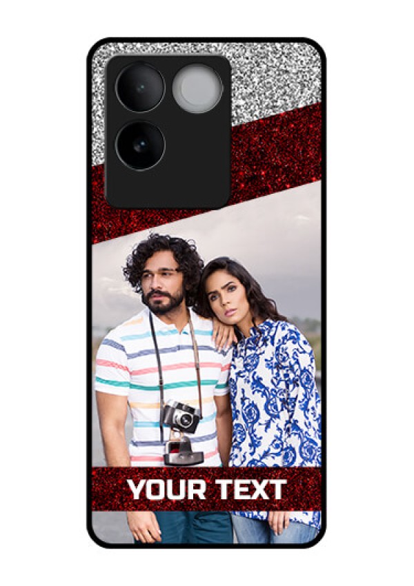 iQOO Z7 Pro 5G Custom Glass Phone Case - Image Holder With Glitter Strip Design