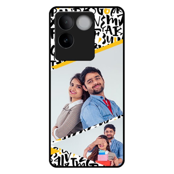 iQOO Z7 Pro 5G Custom Glass Phone Case - Letters Pattern Design