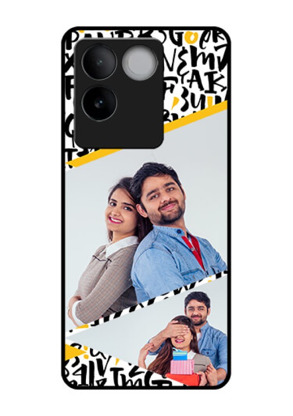 iQOO Z7 Pro 5G Custom Glass Phone Case - Letters Pattern Design