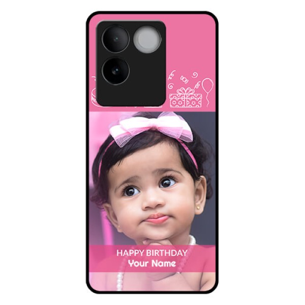 iQOO Z7 Pro 5G Custom Glass Phone Case - With Birthday Line Art Design