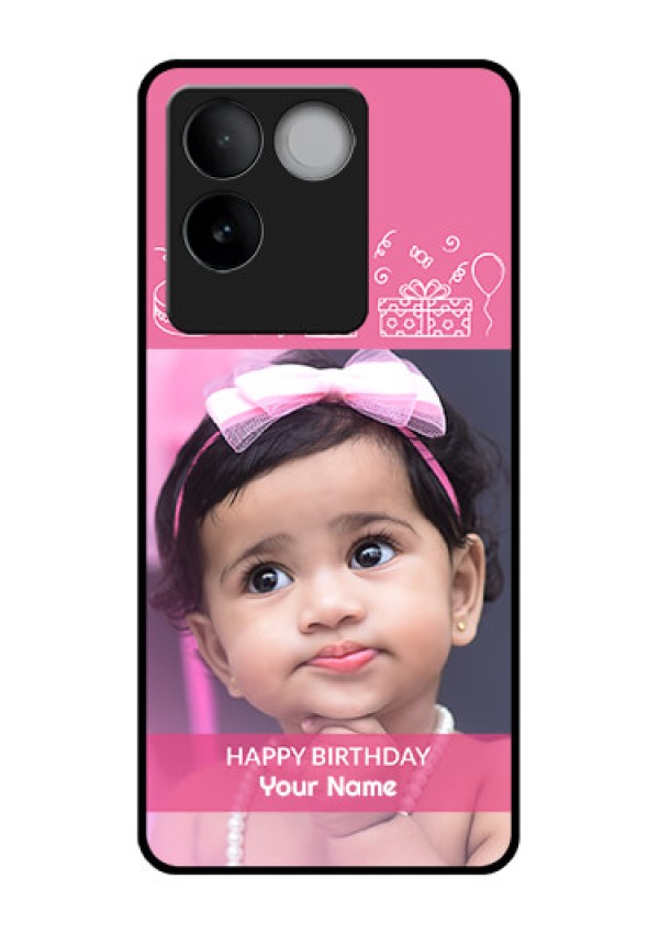 iQOO Z7 Pro 5G Custom Glass Phone Case - With Birthday Line Art Design