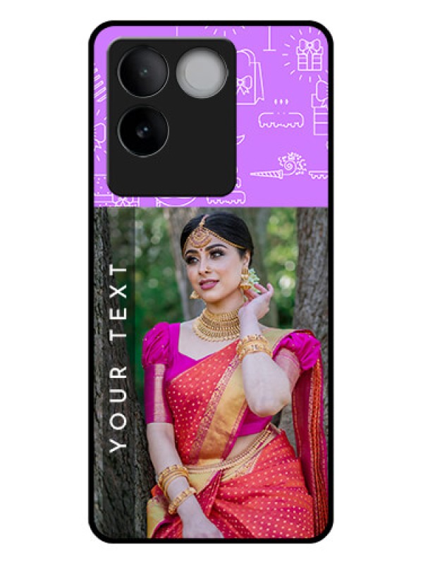 Custom iQOO Z7 Pro 5G Custom Glass Phone Case - Birthday Icons Design