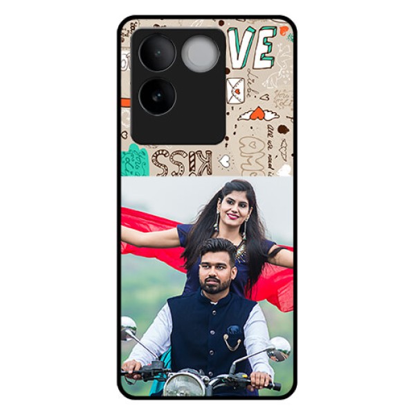 iQOO Z7 Pro 5G Custom Glass Phone Case - Love Doodle Pattern