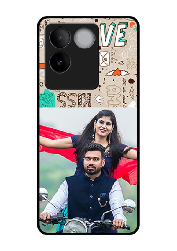iQOO Z7 Pro 5G Custom Glass Phone Case - Love Doodle Pattern