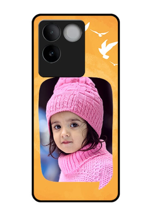 iQOO Z7 Pro 5G Custom Glass Phone Case - Water Color Design With Bird Icons